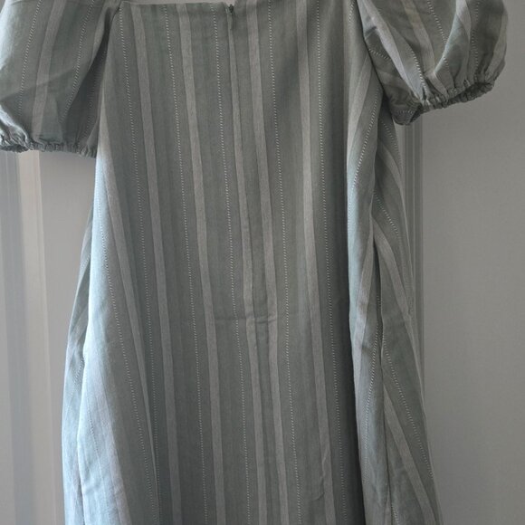 Love Bonito Raiza Striped Linen Shift Dress: Sage, Small - Picture 3 of 8